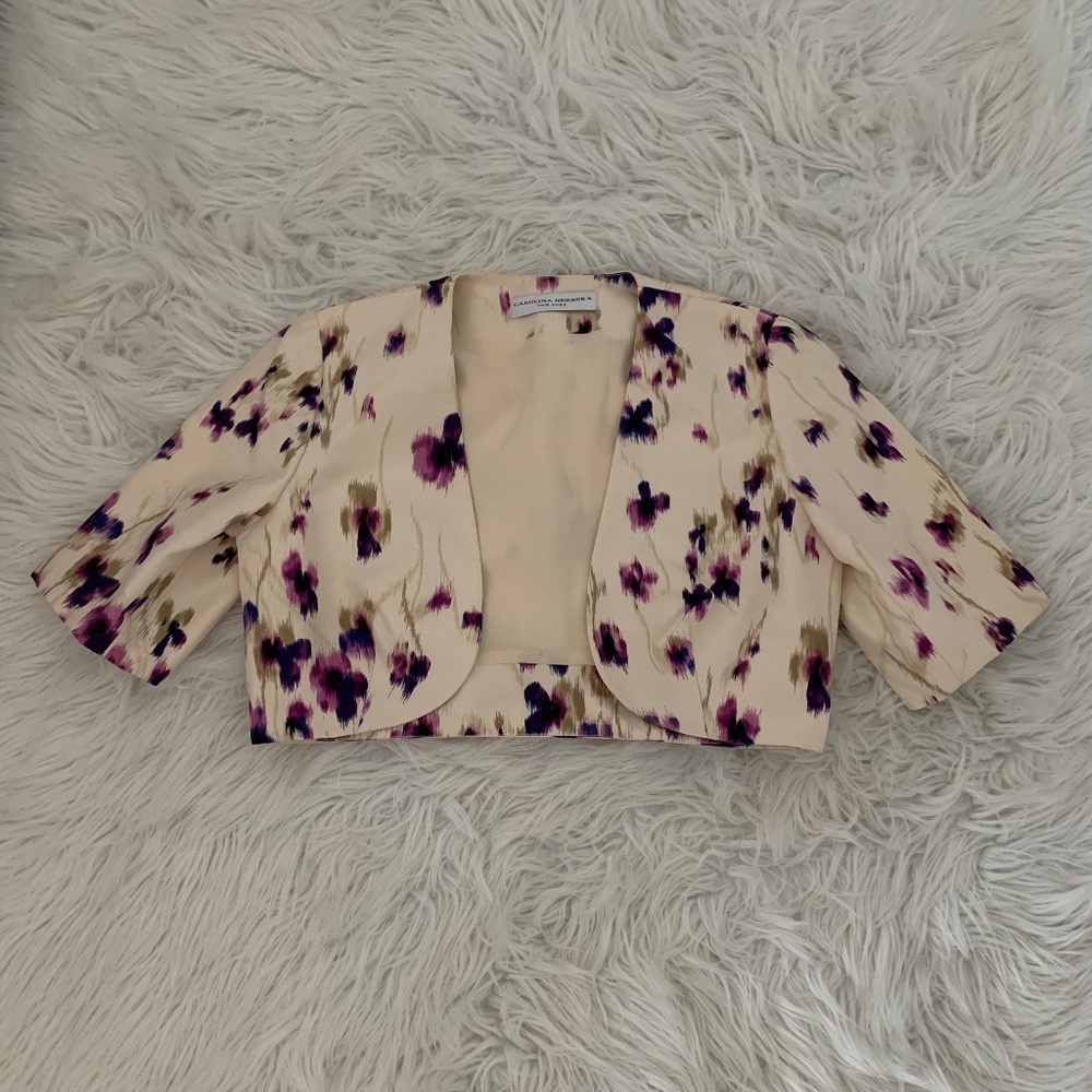 CAROLINA HERRERA Cream and Multi-Colored Bolero Jacket